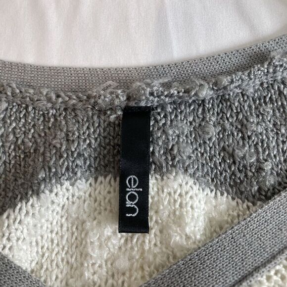 Elan Womens Cream Gray Striped Sweater Size L Slouchy Oversized Boho Lagom - Picture 13 of 13
